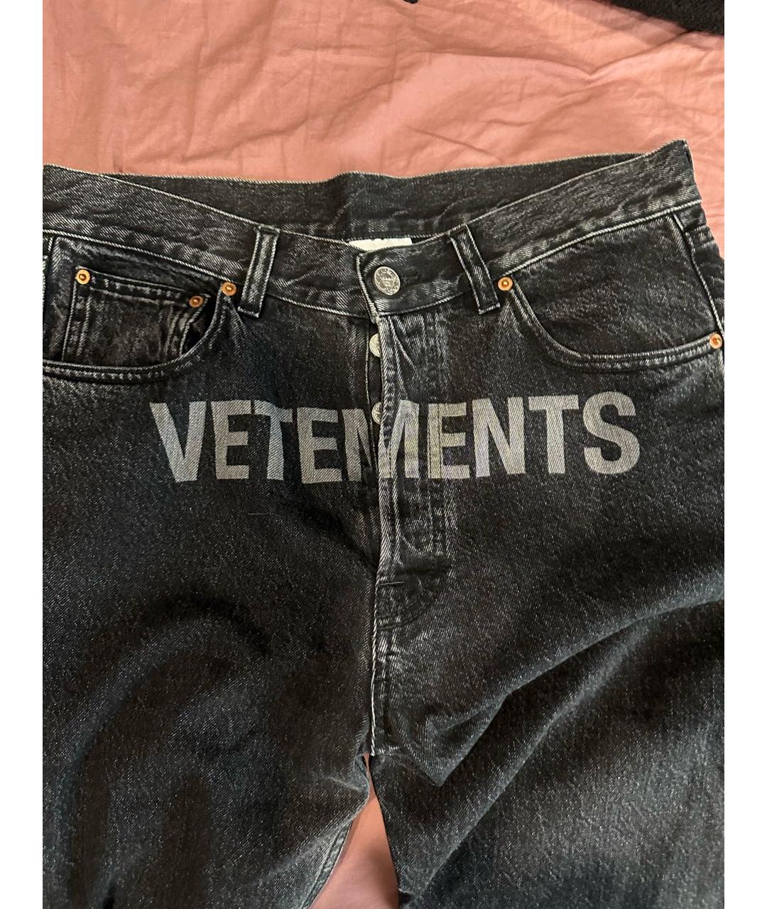 VETEMENTS Антрацитовые хлопковые прямые джинсы, фото 3