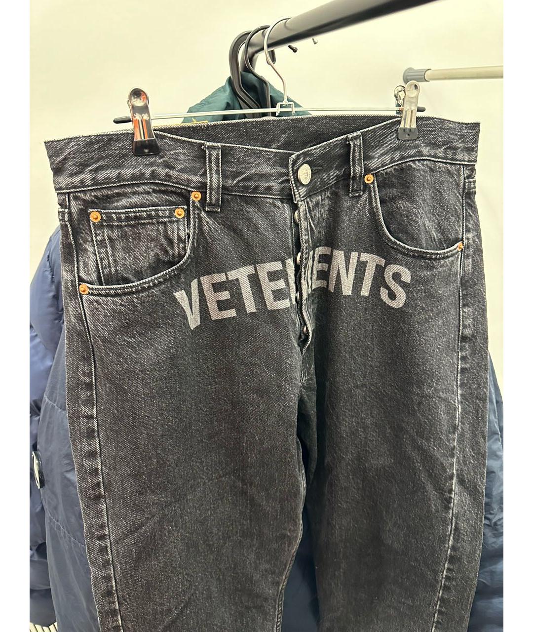 VETEMENTS Антрацитовые хлопковые прямые джинсы, фото 2