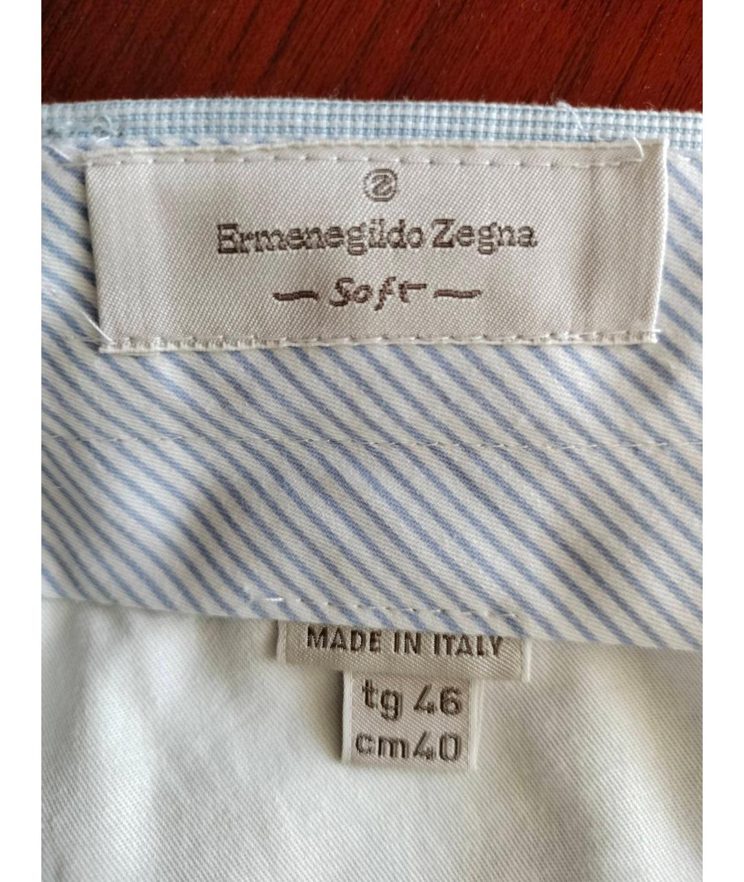 ERMENEGILDO ZEGNA Голубые хлопковые классические брюки, фото 6