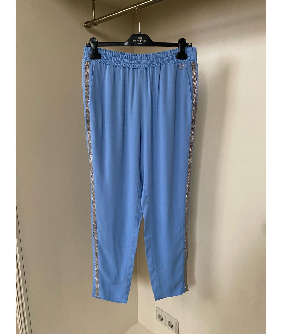 VDP Голубые вискозные прямые брюки, фото 6