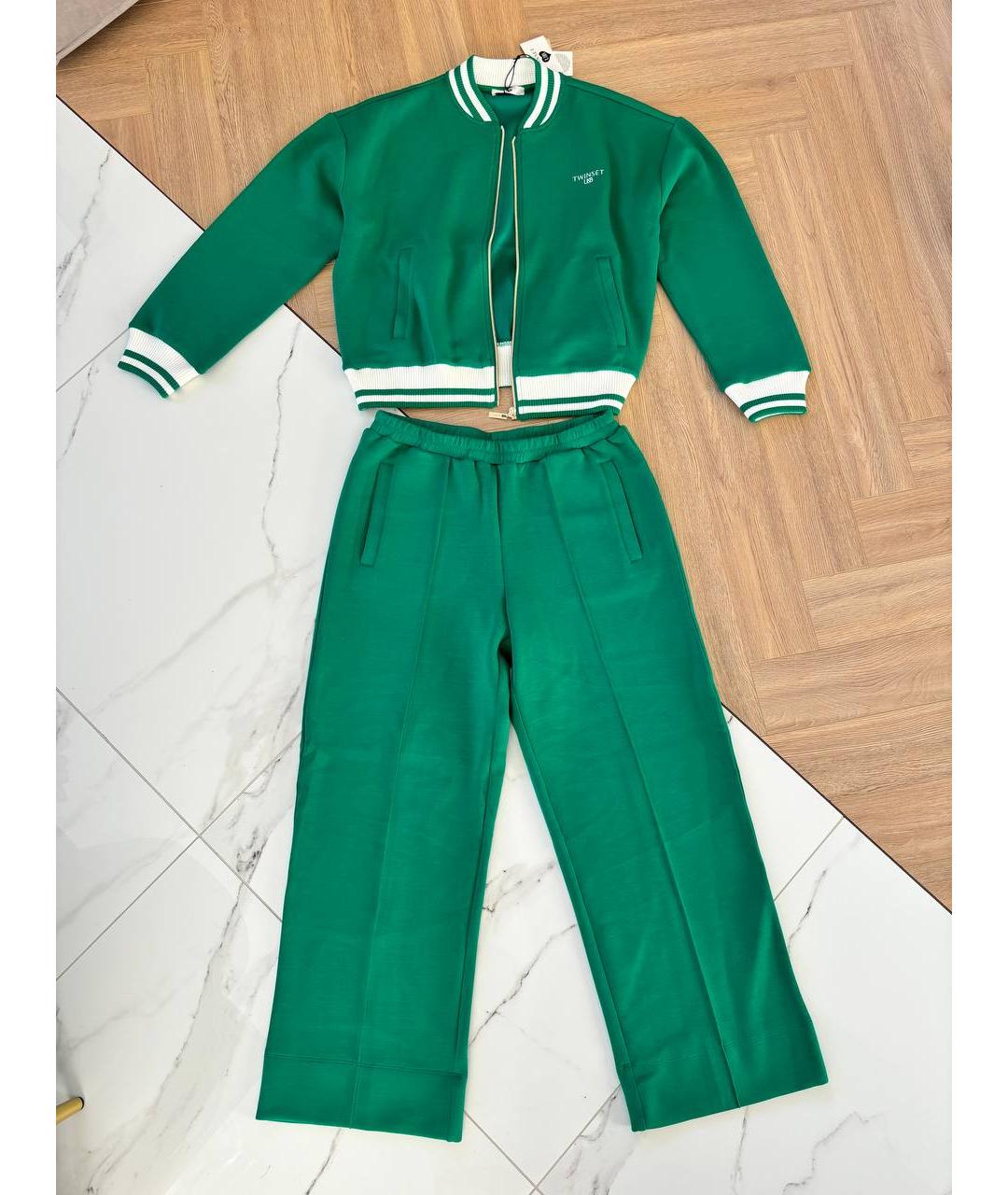 TWIN-SET Зеленый вискозный костюм с брюками, фото 7