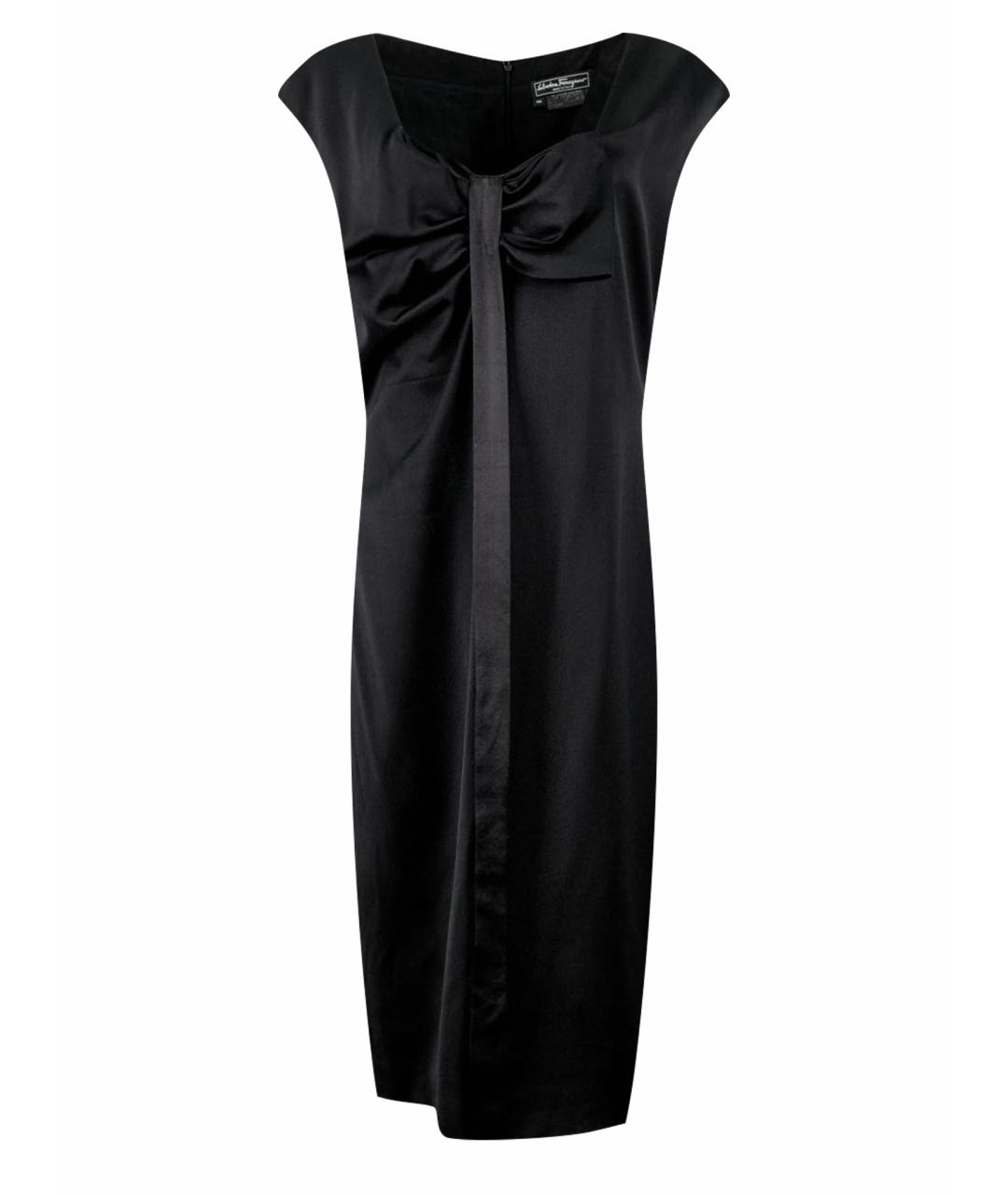 SALVATORE FERRAGAMO Черное шерстяное коктейльное платье, фото 1