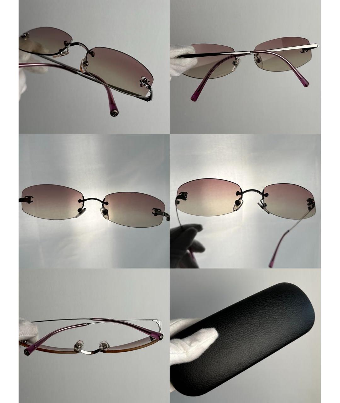 CHANEL Розовые металлические солнцезащитные очки, фото 6