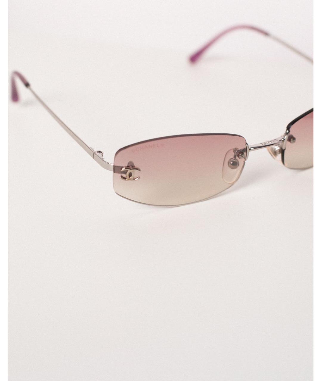 CHANEL Розовые металлические солнцезащитные очки, фото 4