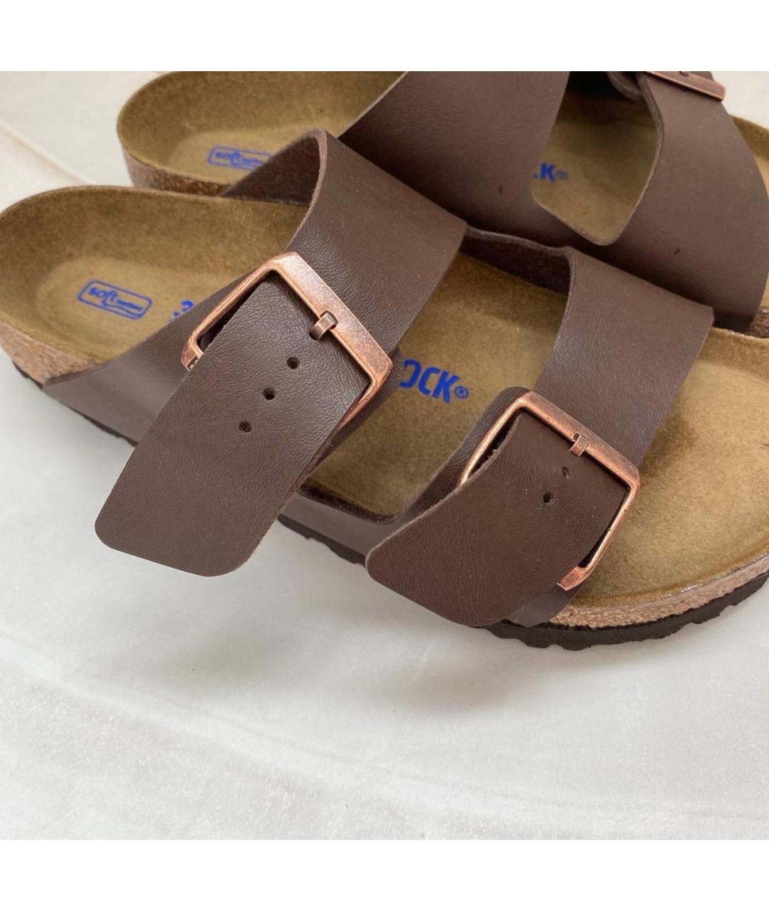 BIRKENSTOCK Коричневые кожаные сандалии, фото 6