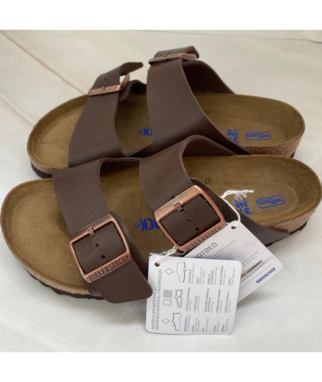 BIRKENSTOCK Коричневые кожаные сандалии, фото 5