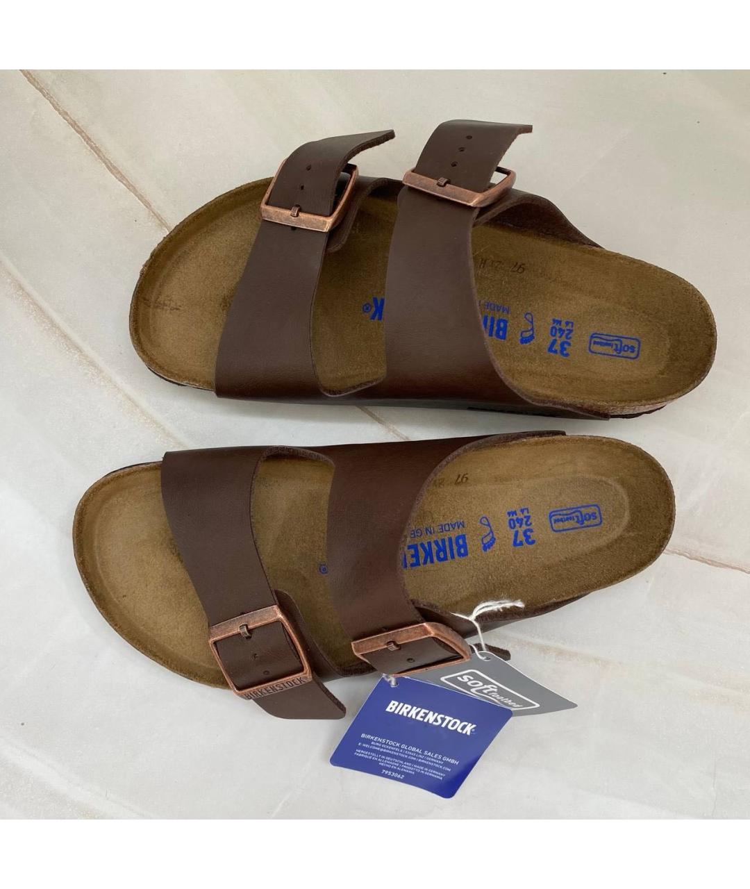 BIRKENSTOCK Коричневые кожаные сандалии, фото 7