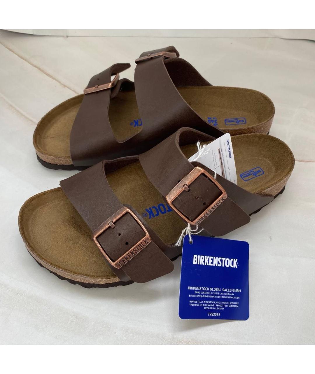 BIRKENSTOCK Коричневые кожаные сандалии, фото 3