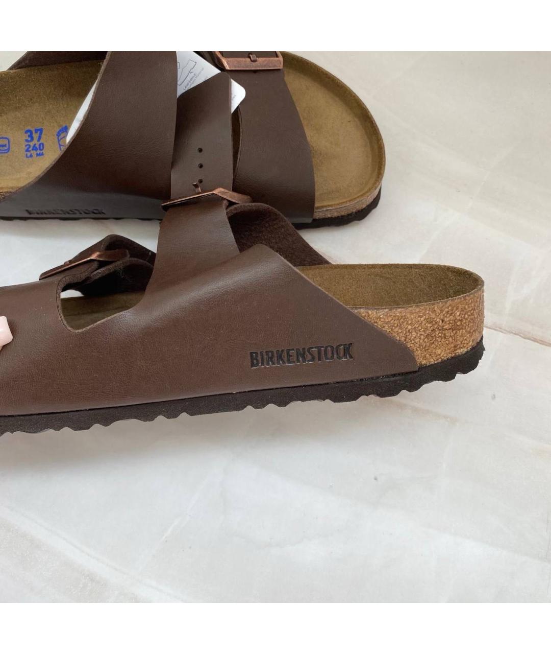 BIRKENSTOCK Коричневые кожаные сандалии, фото 9