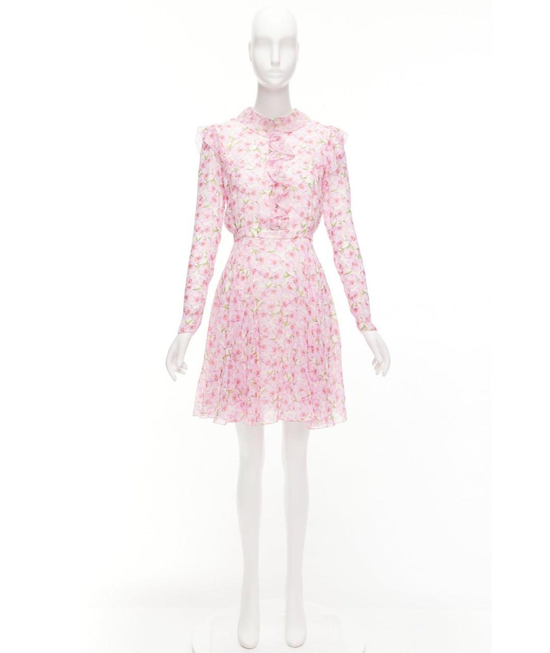 GIAMBATTISTA VALLI Розовое шифоновое коктейльное платье, фото 2