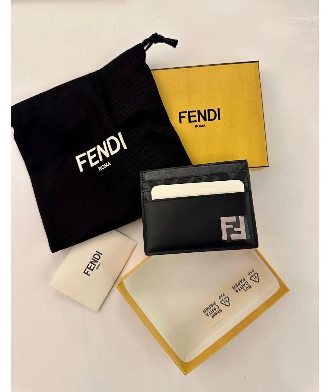 FENDI Черный кожаный кардхолдер, фото 6