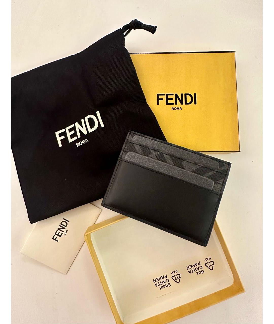 FENDI Черный кожаный кардхолдер, фото 4