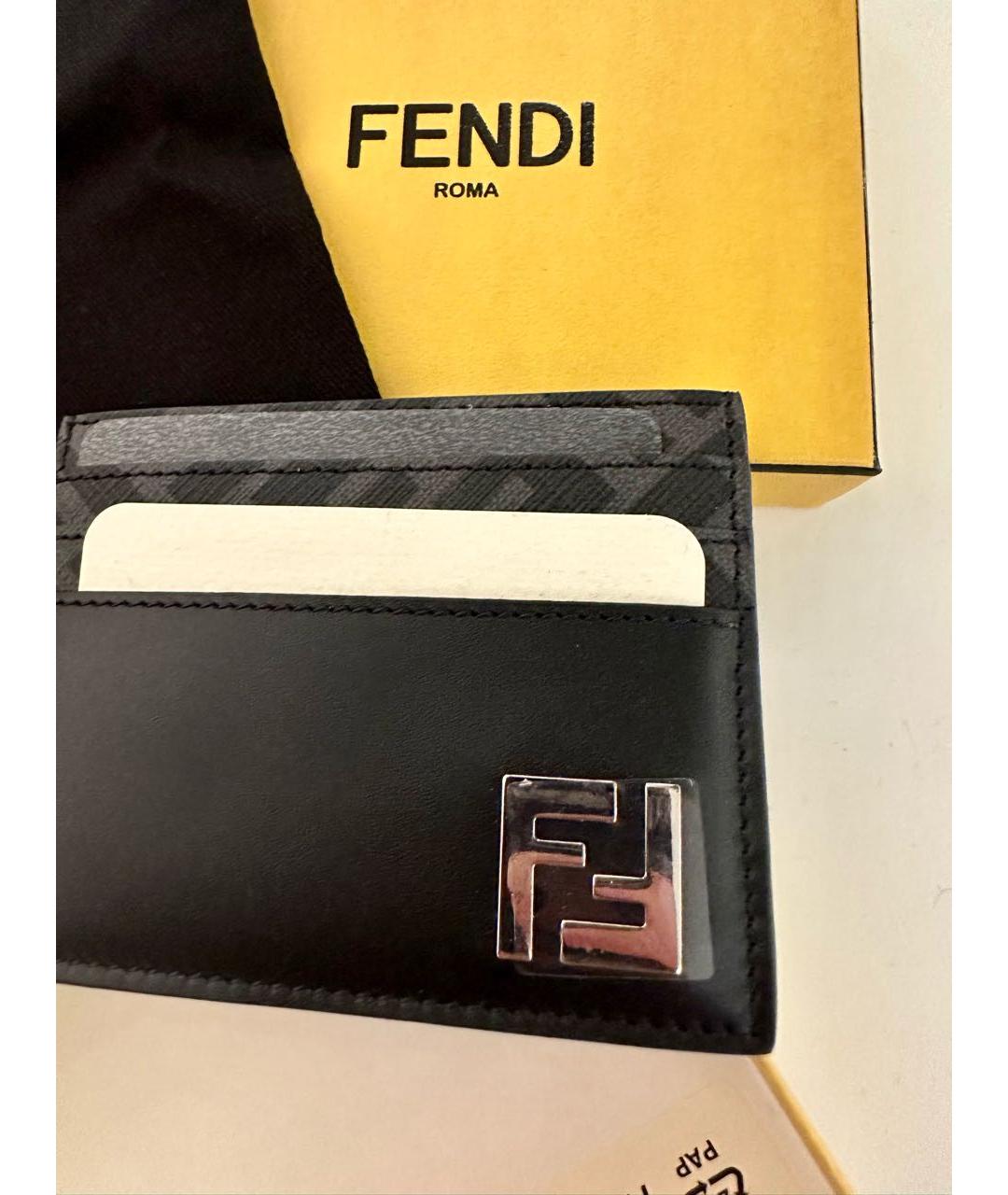 FENDI Черный кожаный кардхолдер, фото 3