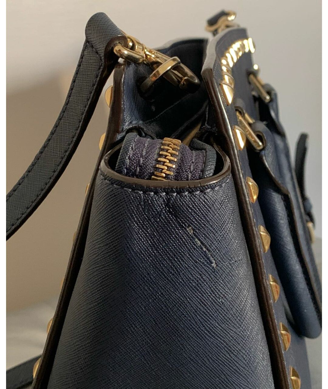 MICHAEL KORS COLLECTION Темно-синяя кожаная сумка тоут, фото 6