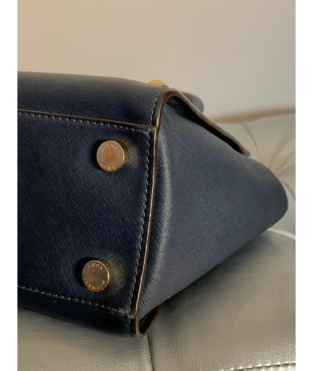 MICHAEL KORS COLLECTION Темно-синяя кожаная сумка тоут, фото 3
