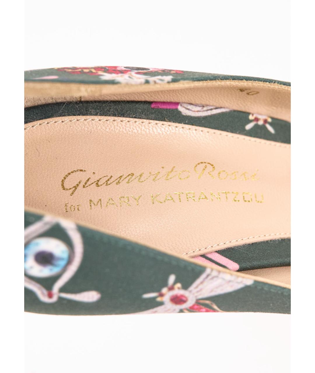 GIANVITO ROSSI Зеленые текстильные туфли, фото 5