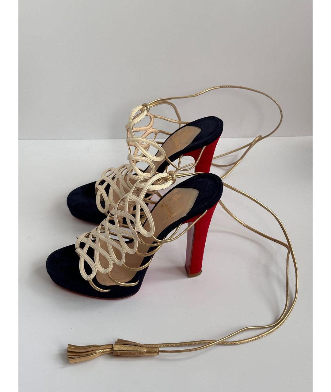 CHRISTIAN LOUBOUTIN Синие замшевые босоножки, фото 5