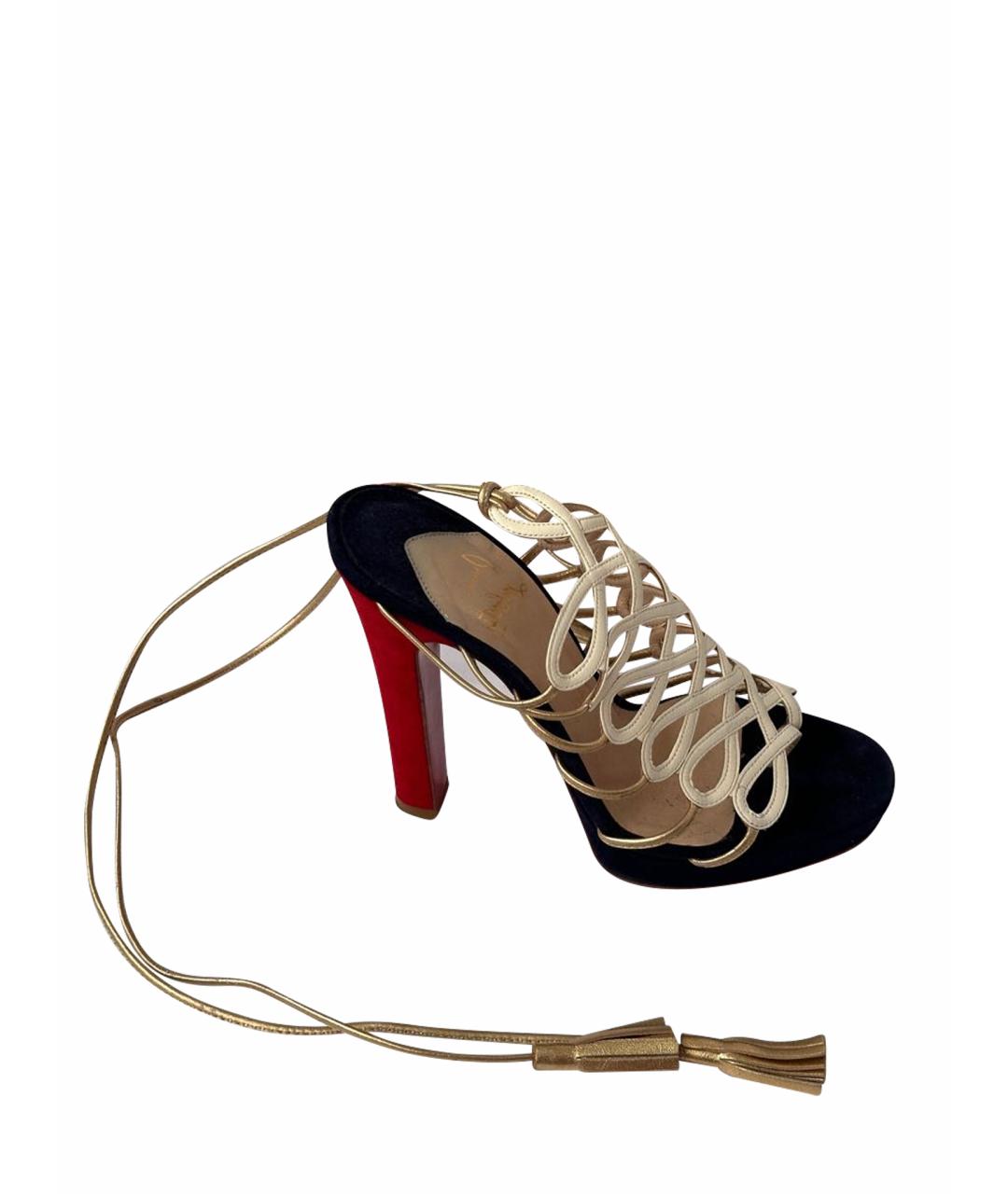 CHRISTIAN LOUBOUTIN Синие замшевые босоножки, фото 1