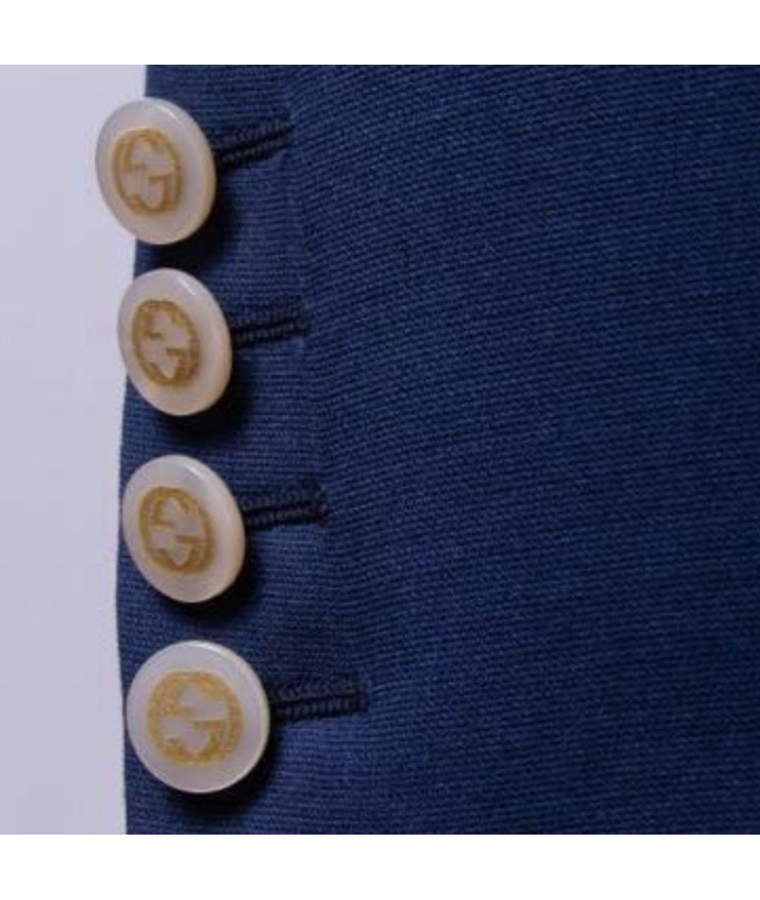 GUCCI Темно-синий шелковый жакет/пиджак, фото 4