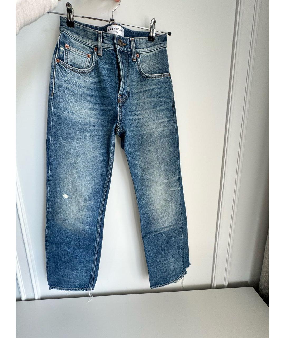 BALENCIAGA Темно-синие хлопковые прямые джинсы, фото 7