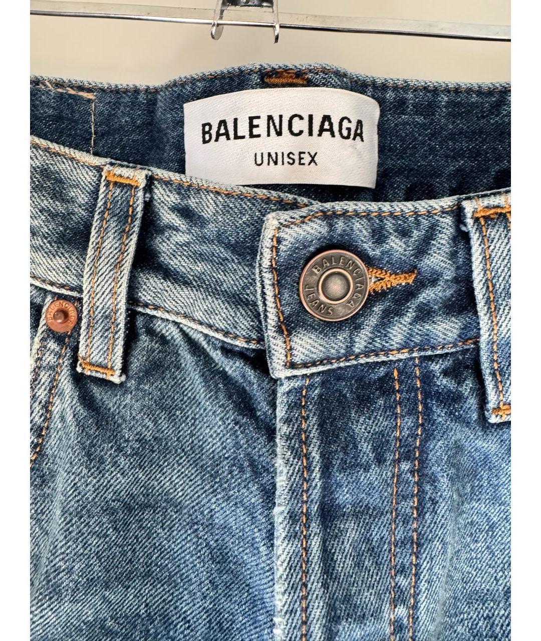 BALENCIAGA Темно-синие хлопковые прямые джинсы, фото 4