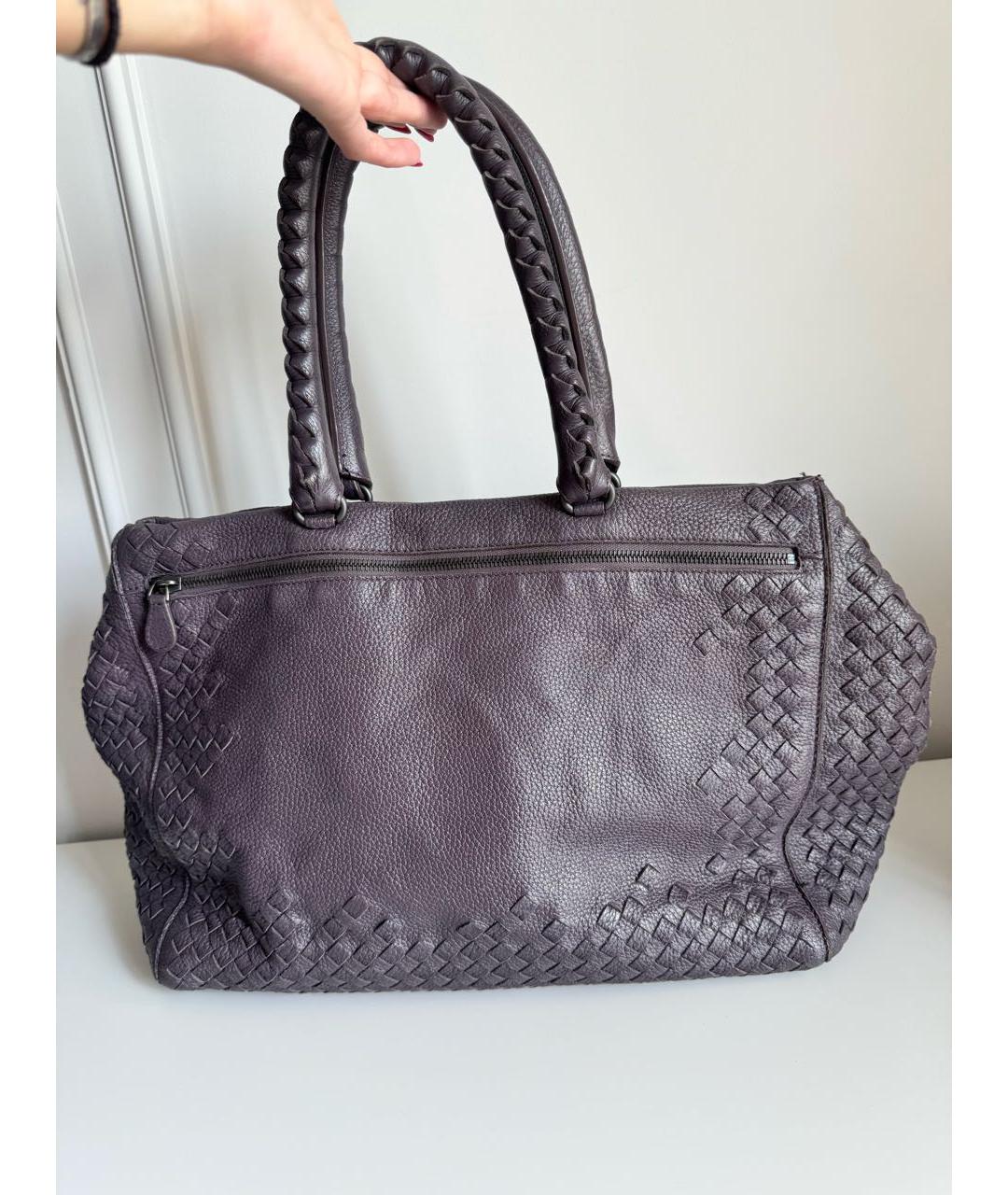 BOTTEGA VENETA Фиолетовая кожаная сумка с короткими ручками, фото 3