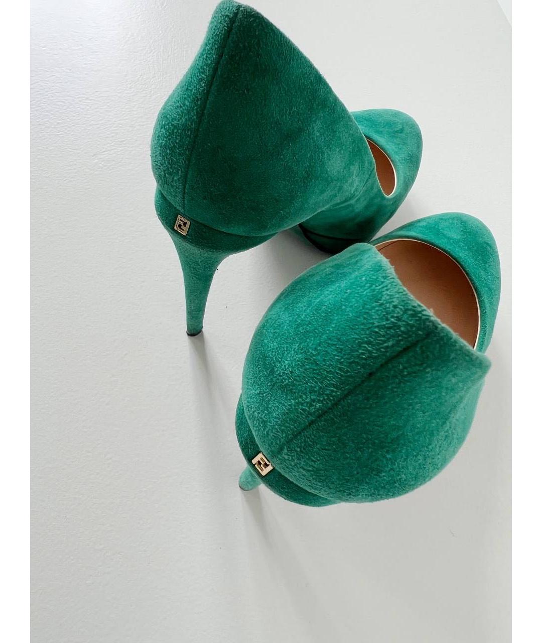 FENDI Зеленые замшевые туфли, фото 6