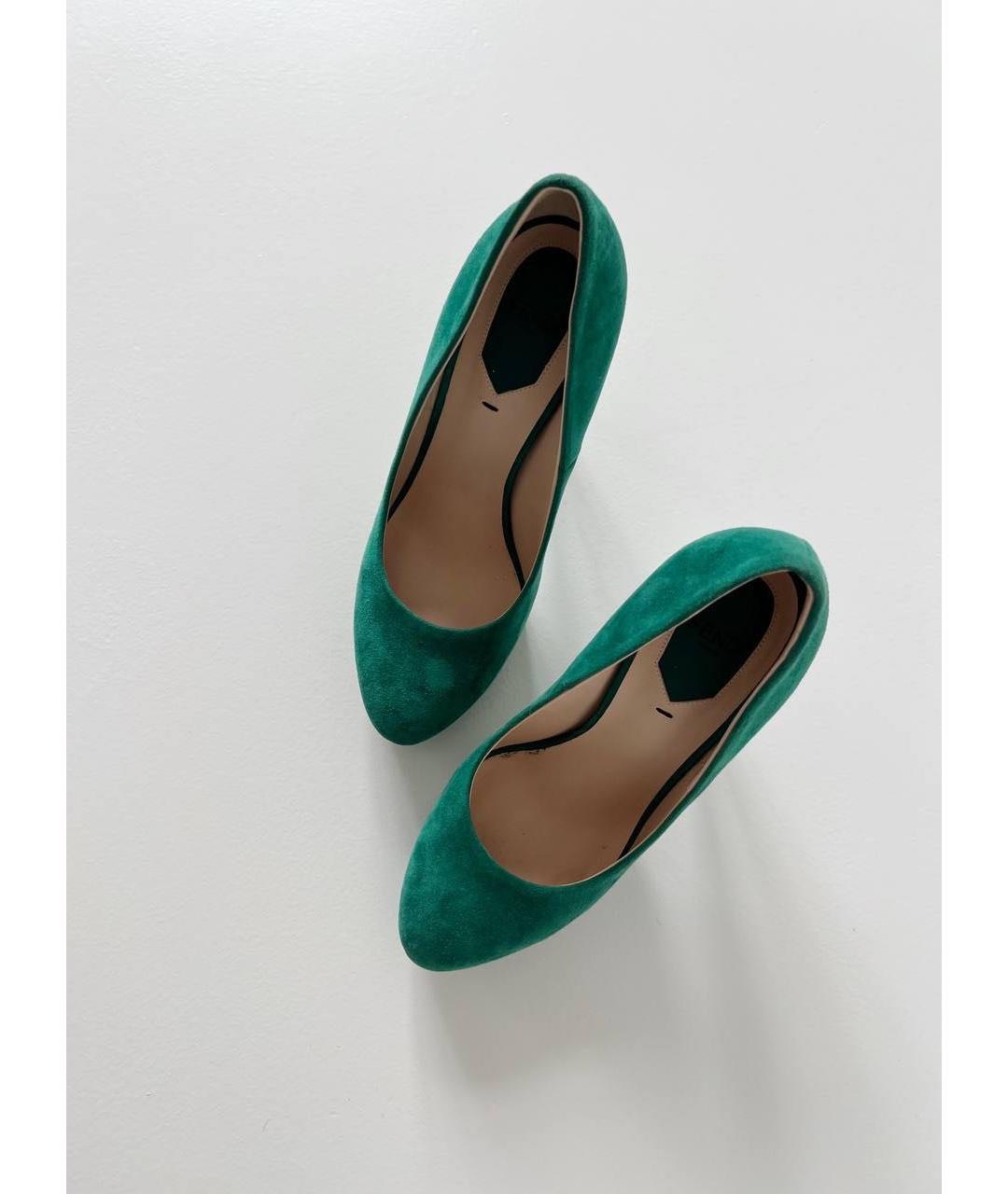 FENDI Зеленые замшевые туфли, фото 3