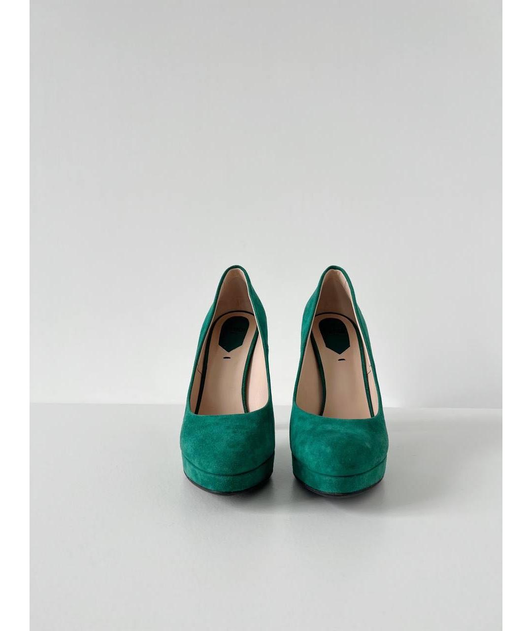FENDI Зеленые замшевые туфли, фото 2