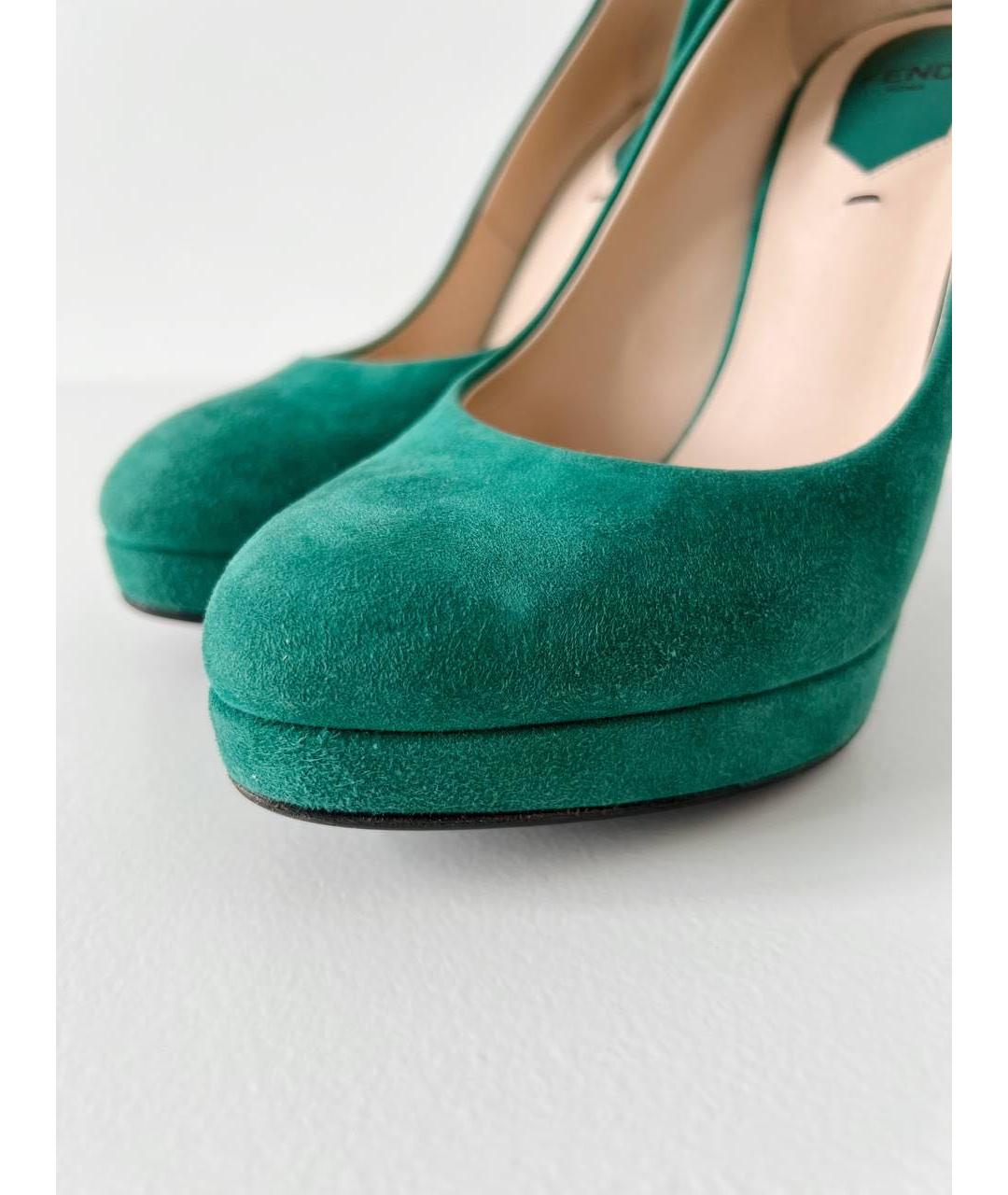 FENDI Зеленые замшевые туфли, фото 7