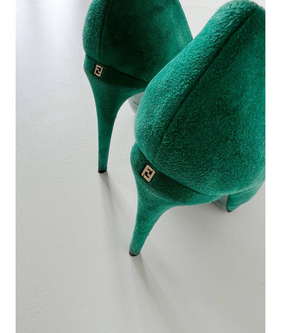FENDI Зеленые замшевые туфли, фото 8
