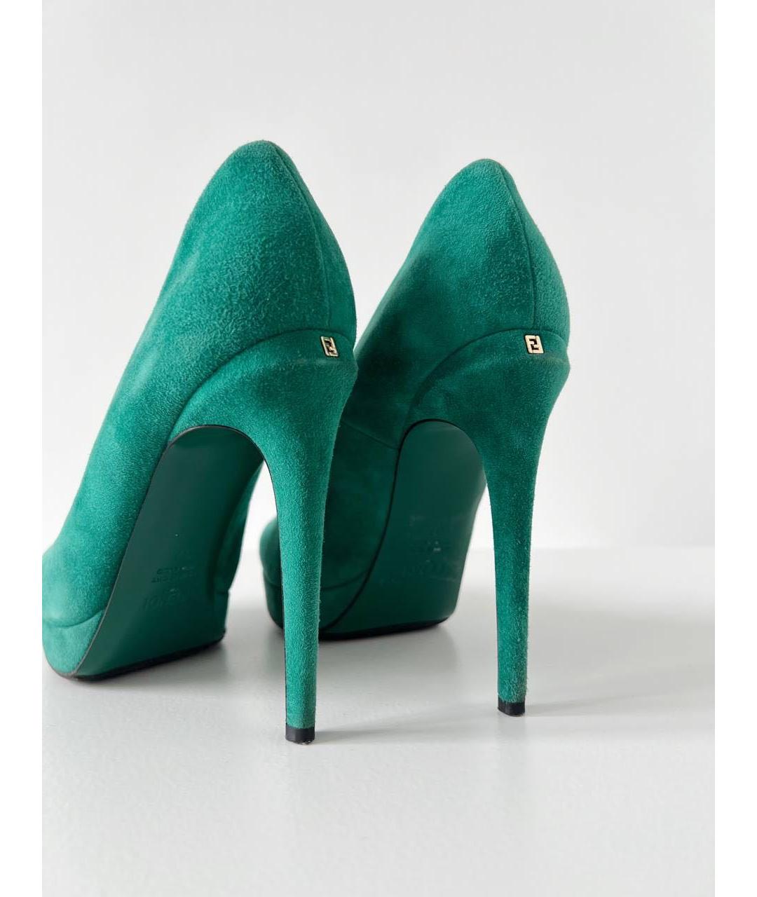FENDI Зеленые замшевые туфли, фото 4