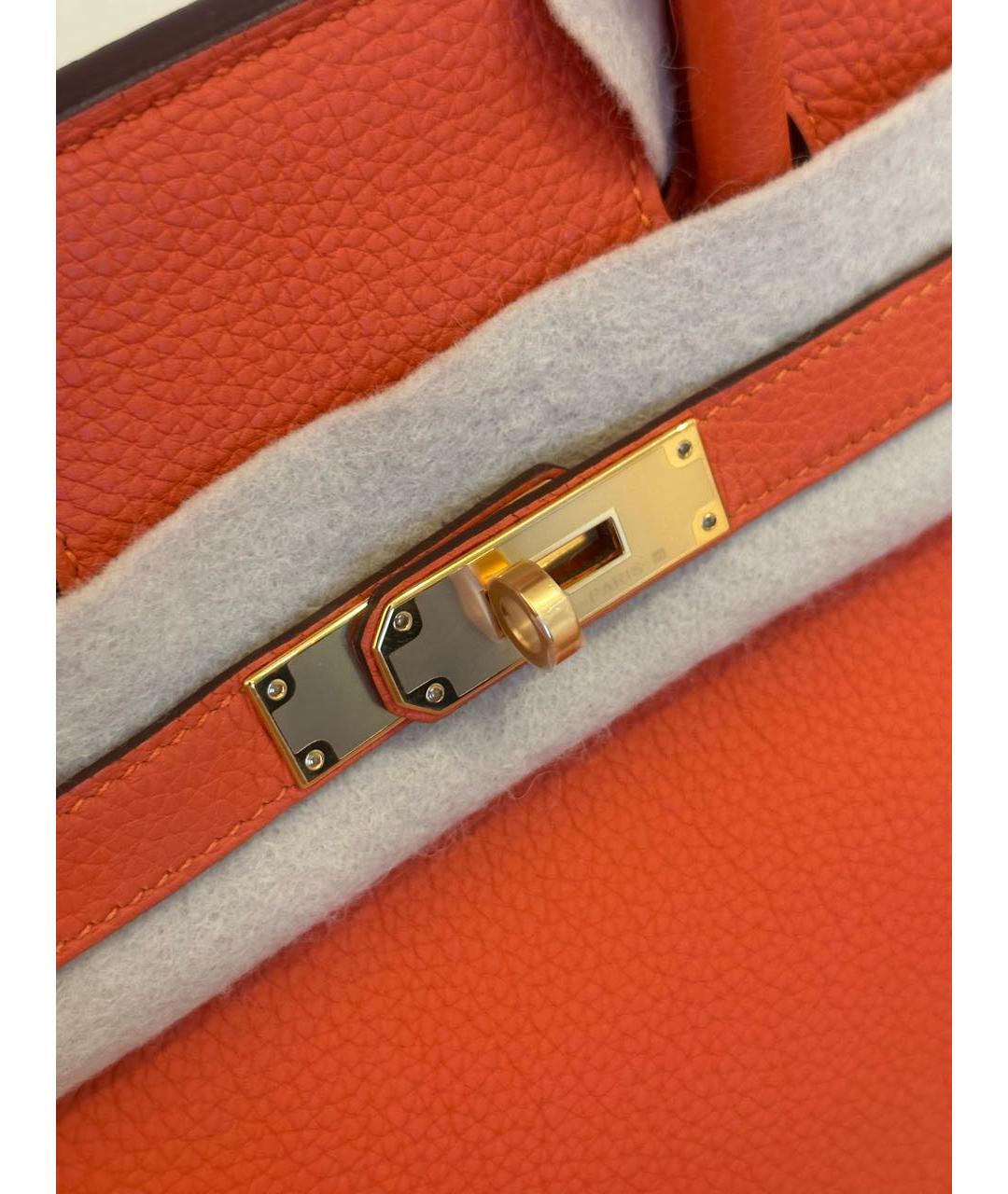 HERMES PRE-OWNED Оранжевая кожаная сумка с короткими ручками, фото 4