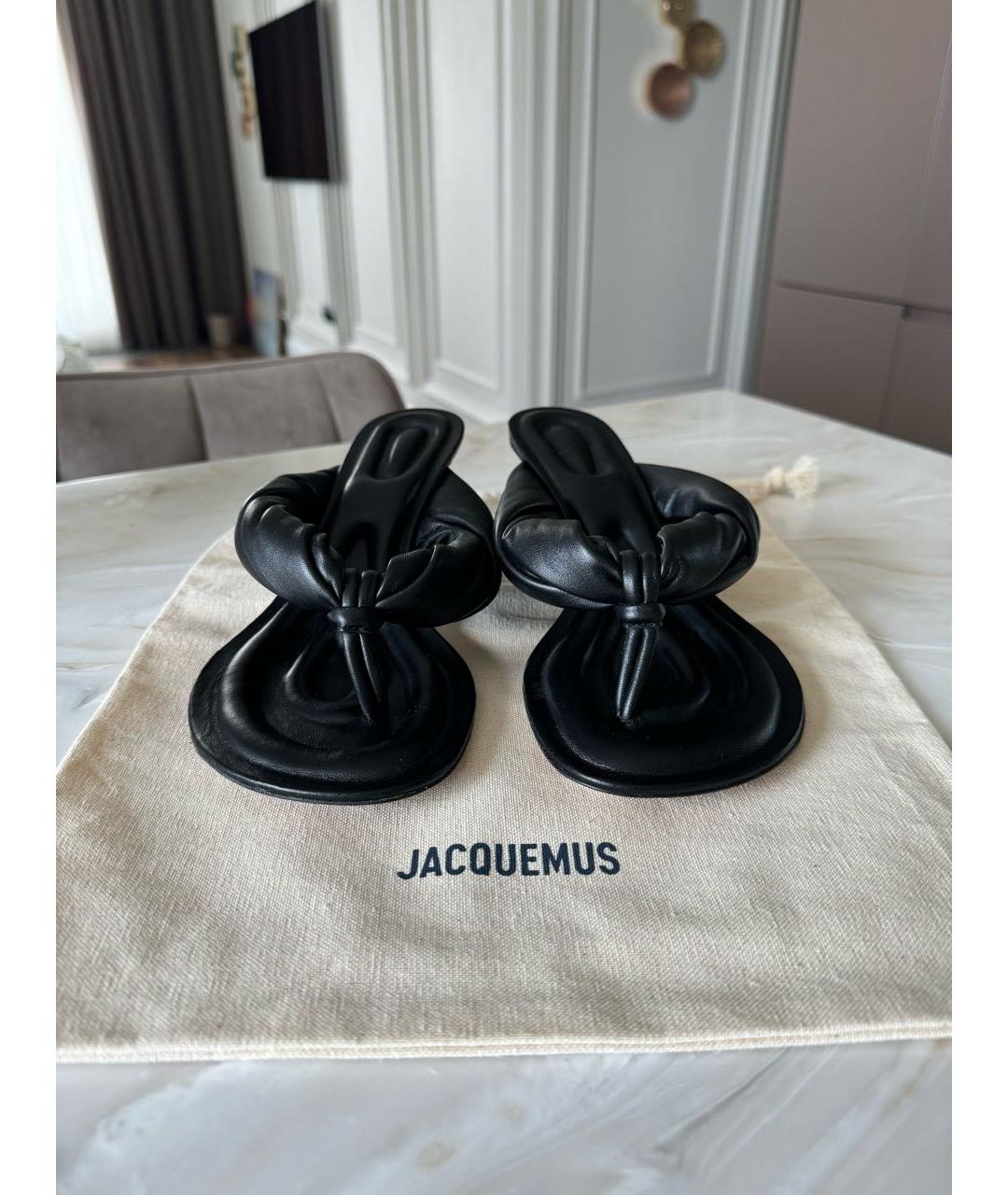 JACQUEMUS Черные кожаные мюли, фото 2