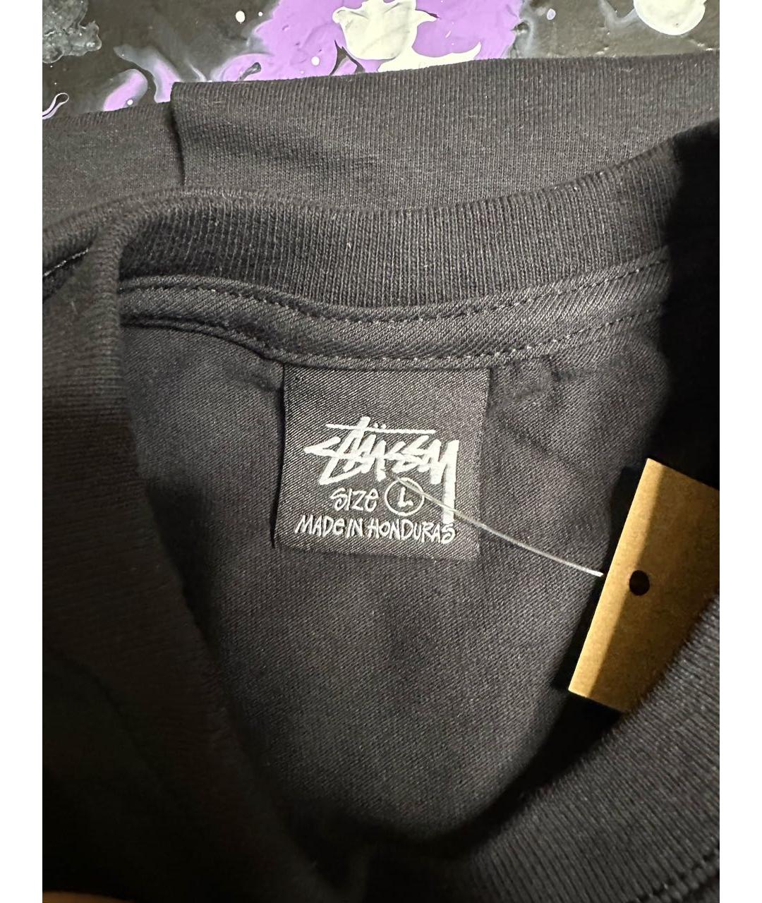 STUSSY Черная хлопковая футболка, фото 4