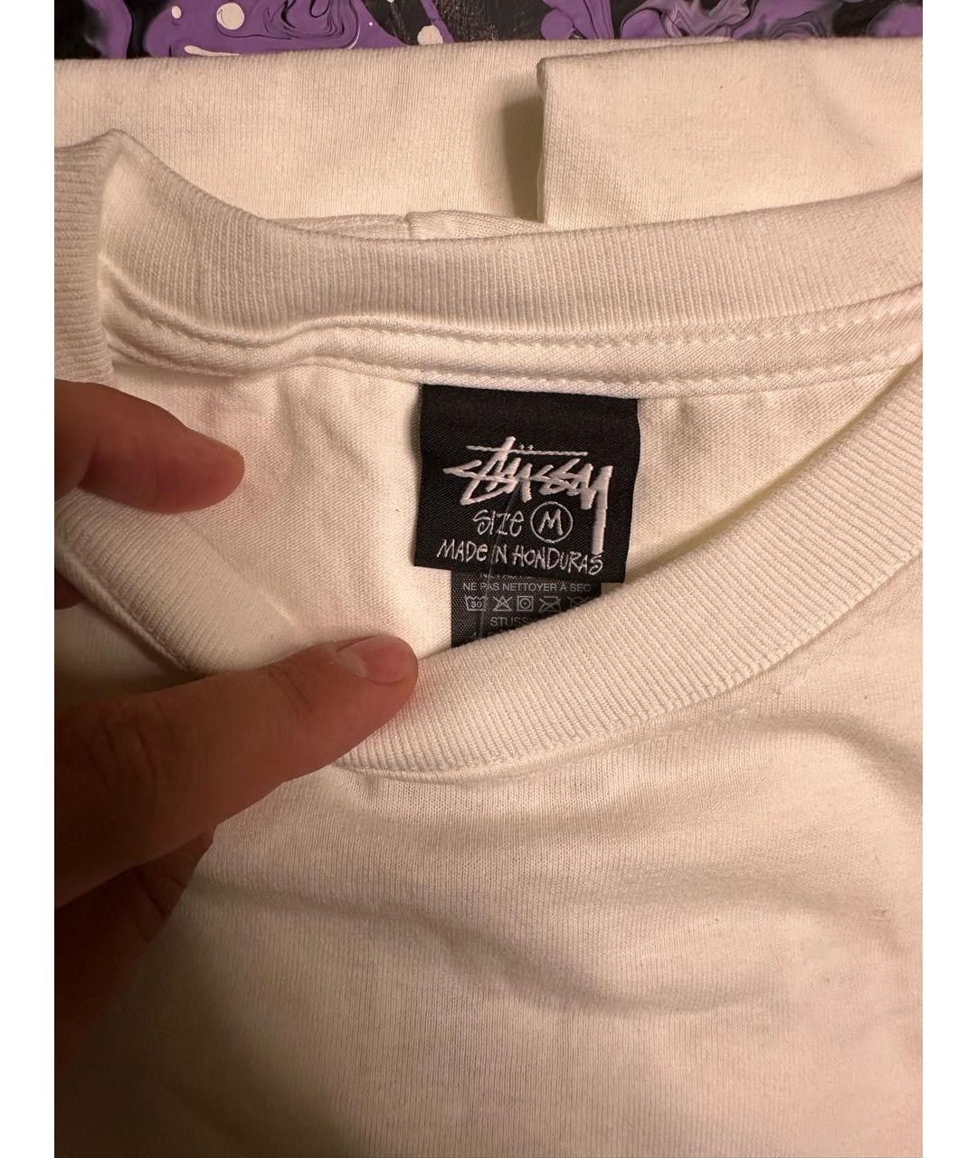 STUSSY Белая хлопковая футболка, фото 4