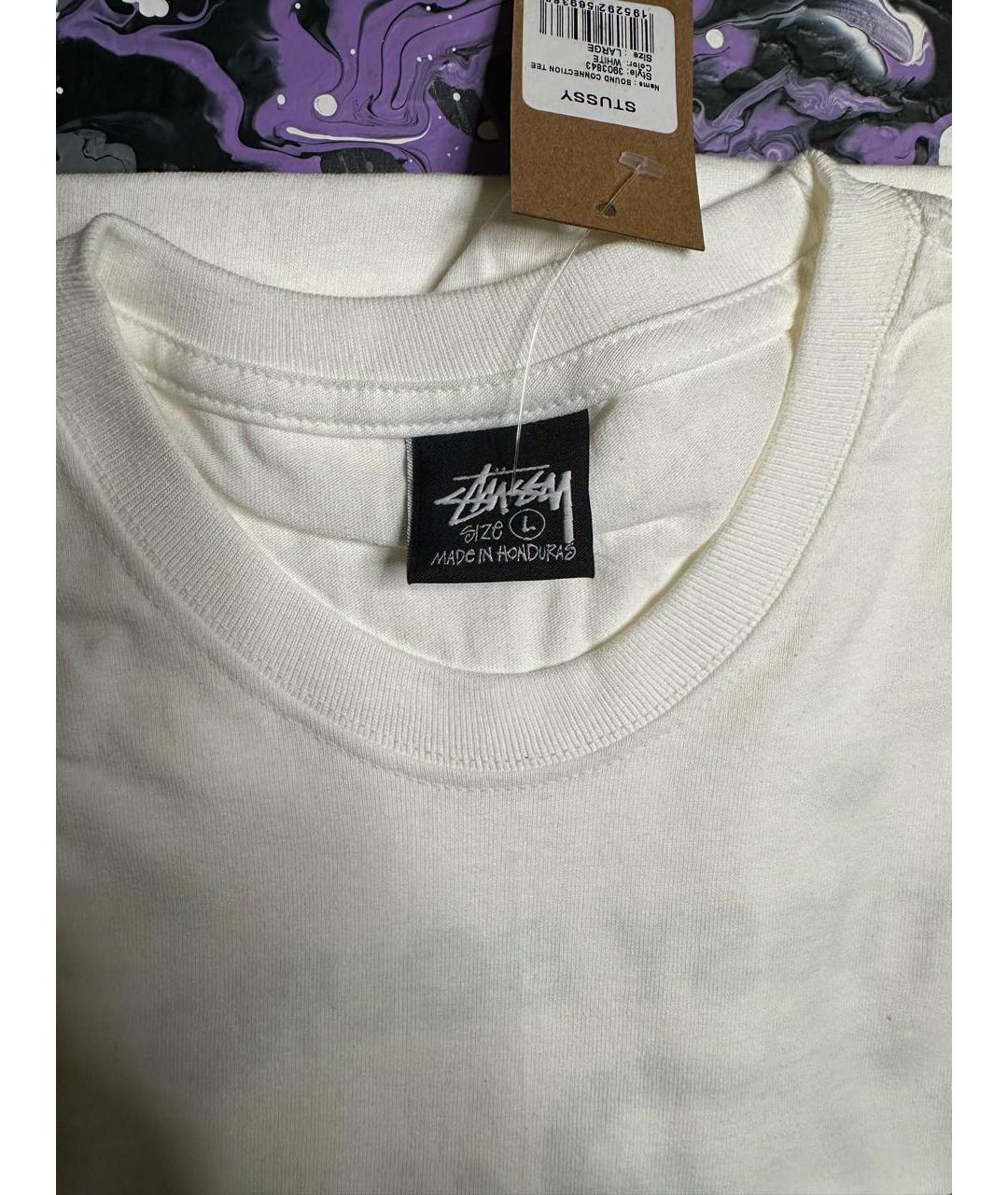 STUSSY Белая хлопковая футболка, фото 4