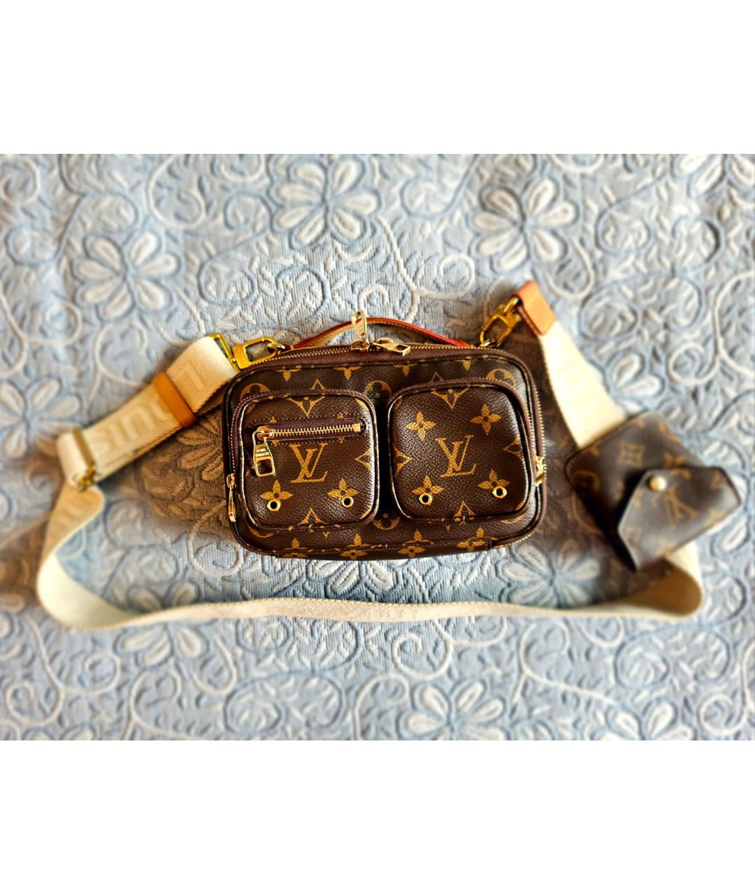 LOUIS VUITTON Коричневая кожаная сумка через плечо, фото 8