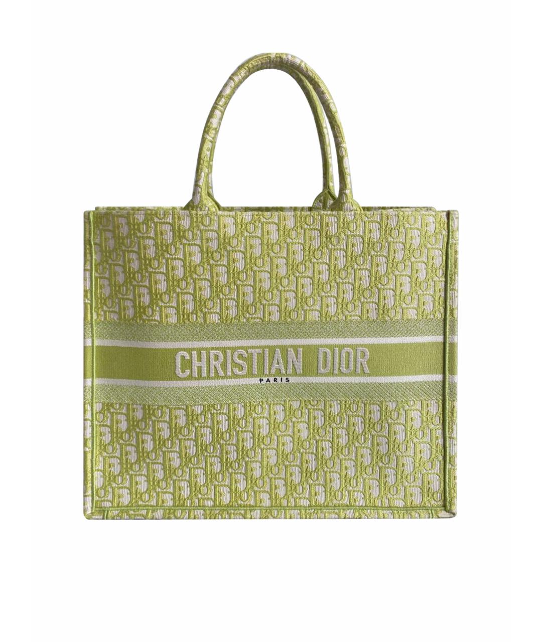 CHRISTIAN DIOR Зеленая хлопковая сумка тоут, фото 1