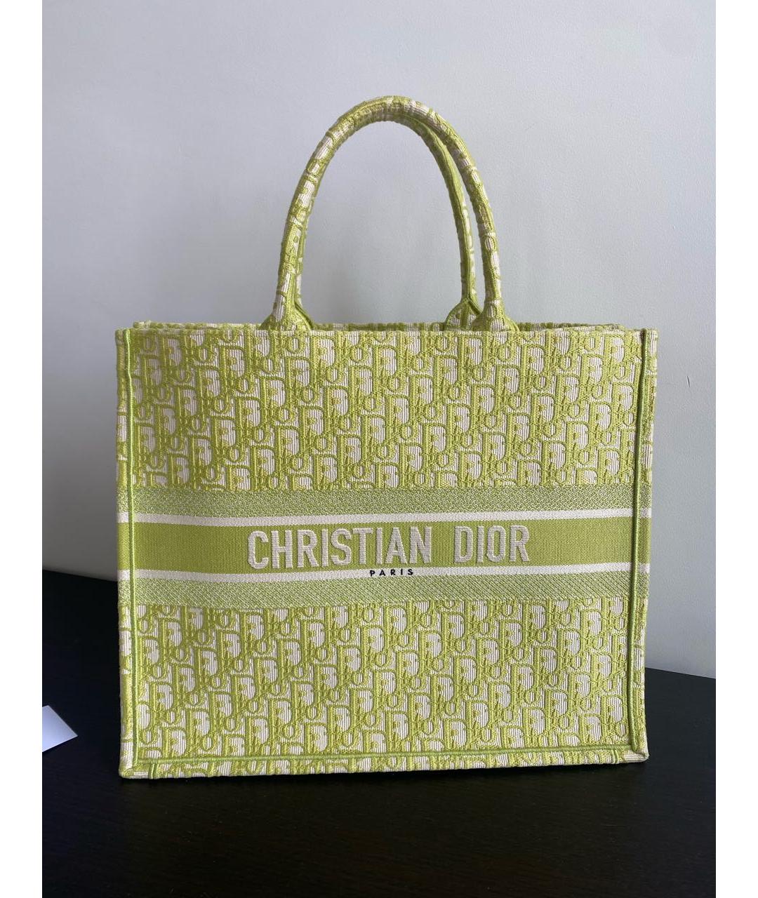 CHRISTIAN DIOR Зеленая хлопковая сумка тоут, фото 8