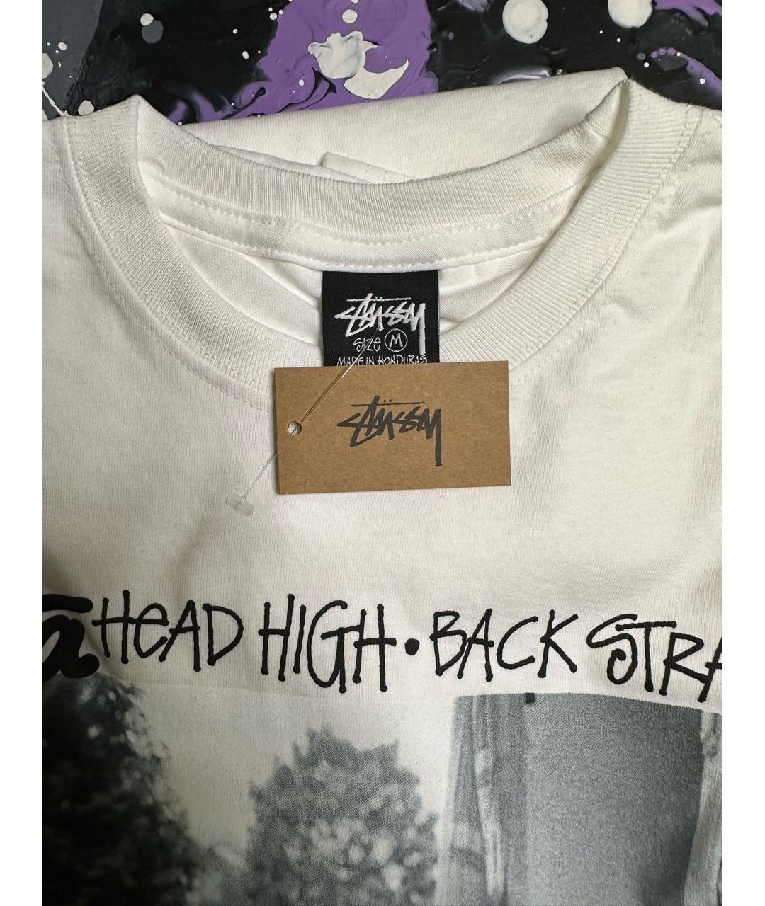 STUSSY Белая хлопковая футболка, фото 5