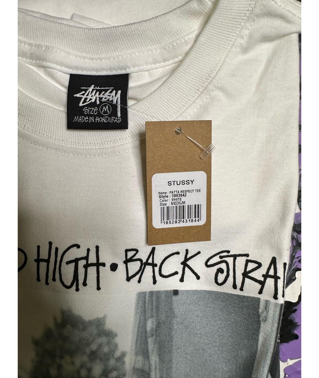 STUSSY Белая хлопковая футболка, фото 4