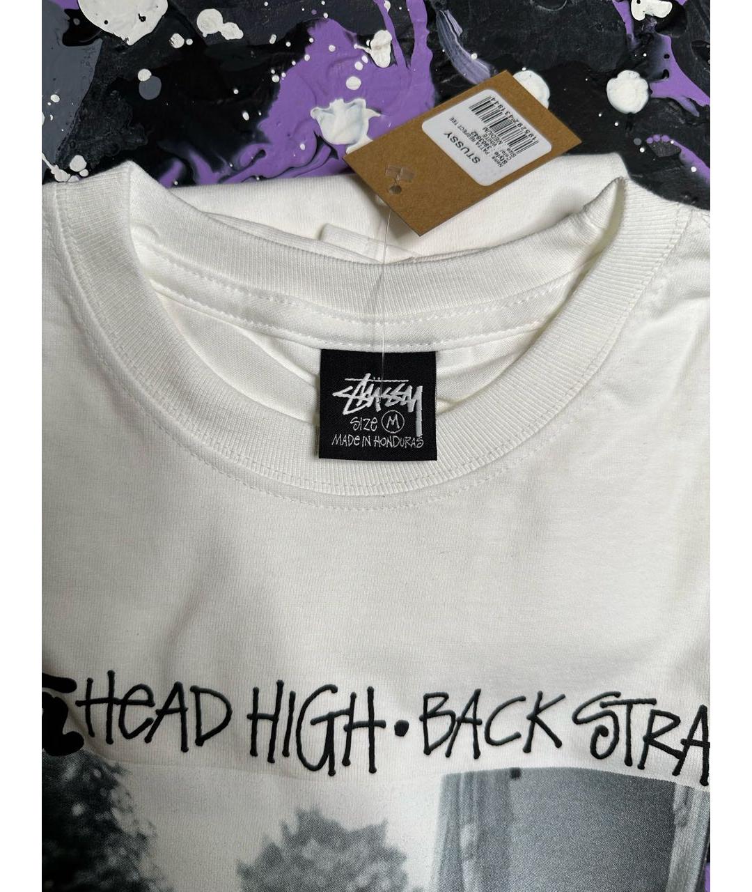 STUSSY Белая хлопковая футболка, фото 3