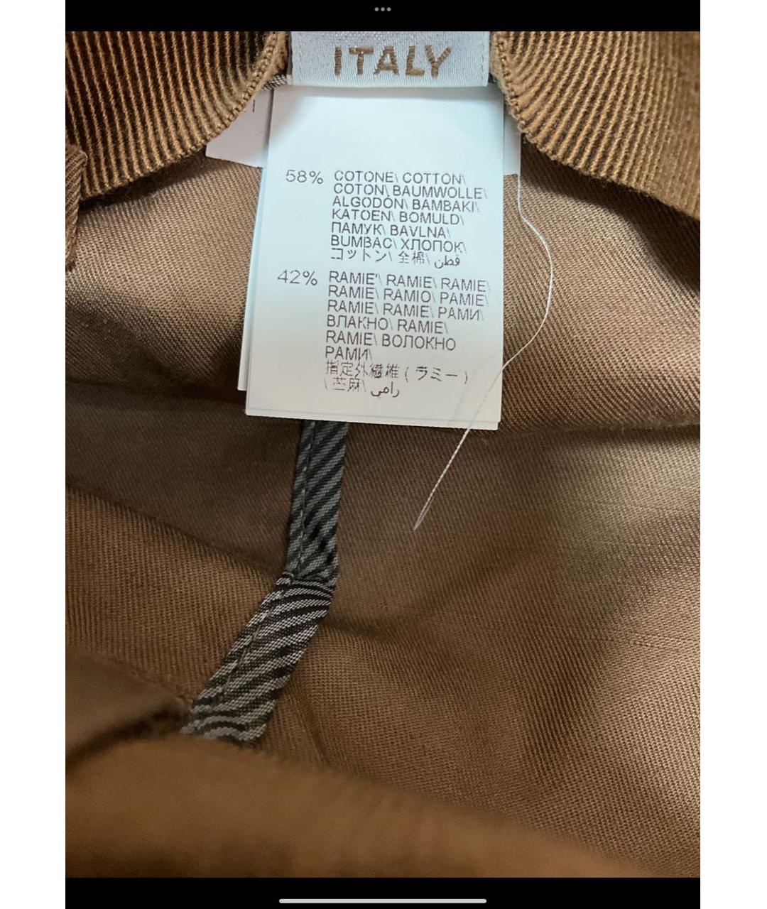 BRUNELLO CUCINELLI Коричневые хлопковые брюки широкие, фото 7