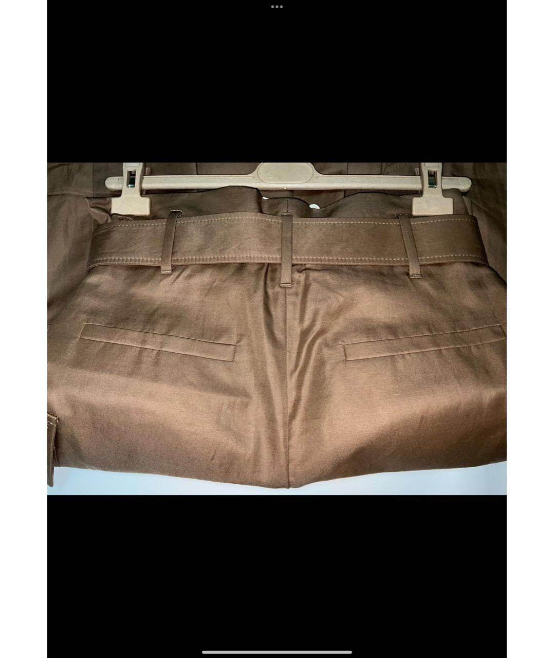 BRUNELLO CUCINELLI Коричневые хлопковые брюки широкие, фото 3