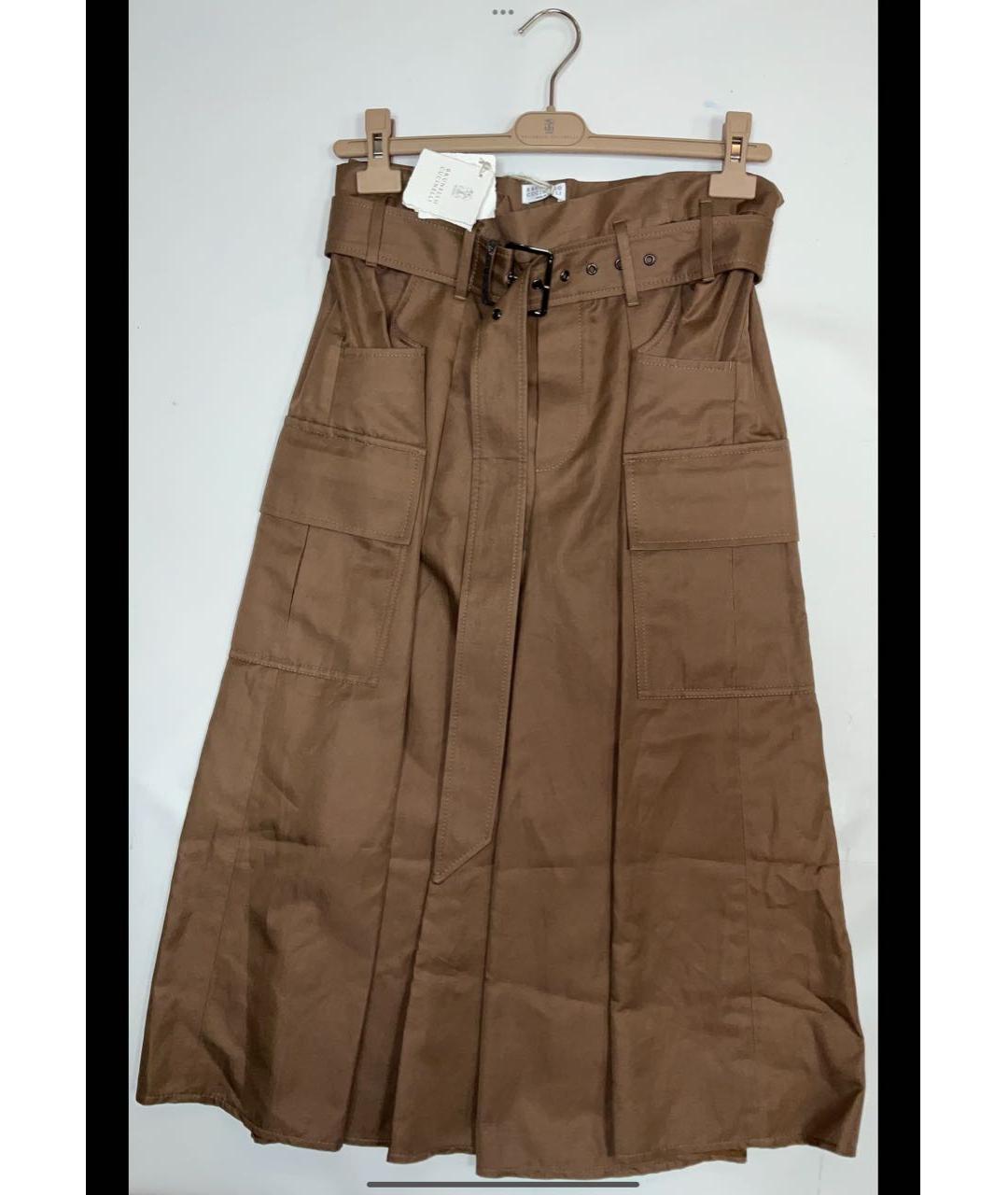 BRUNELLO CUCINELLI Коричневые хлопковые брюки широкие, фото 9