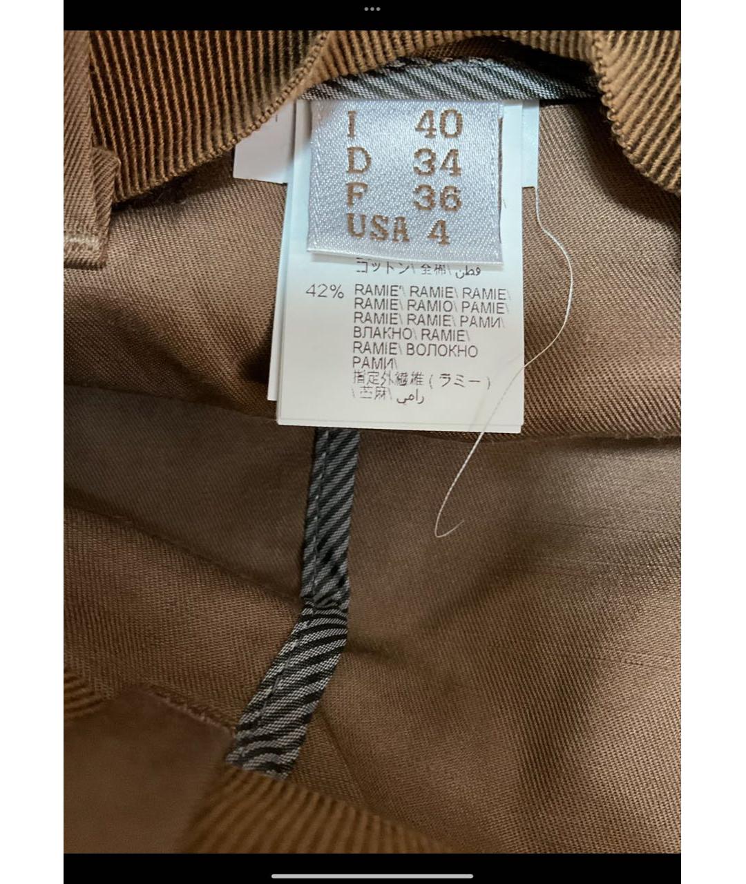 BRUNELLO CUCINELLI Коричневые хлопковые брюки широкие, фото 6