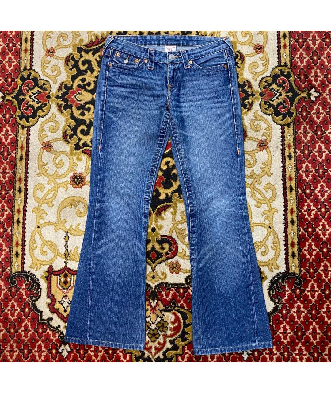 TRUE RELIGION Синие хлопковые джинсы клеш, фото 9