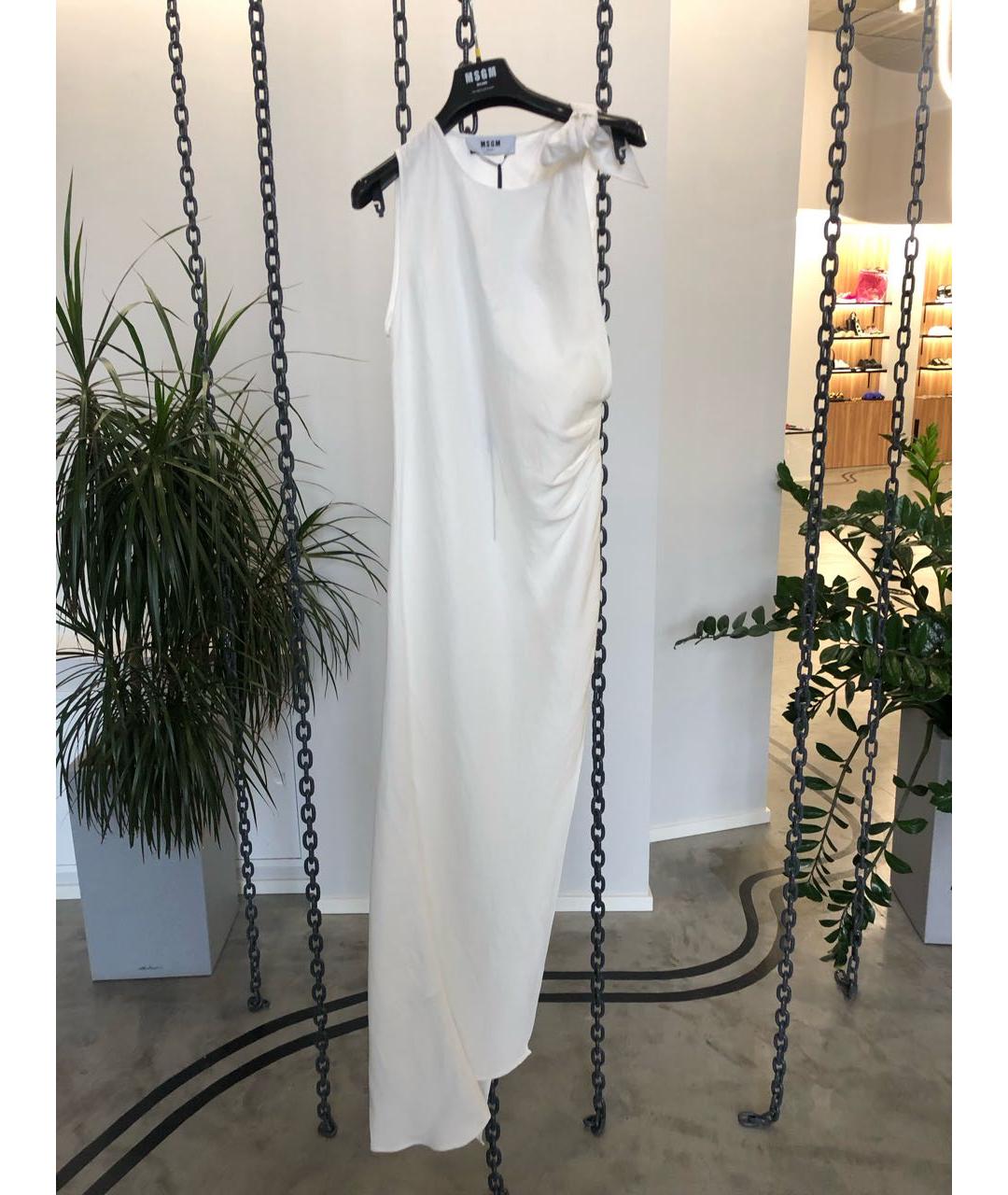 MSGM Белое льняное повседневное платье, фото 5