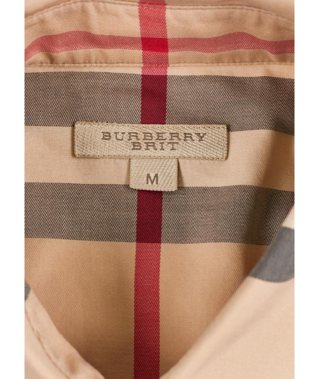 BURBERRY BRIT Бежевая хлопко-эластановая рубашка, фото 4
